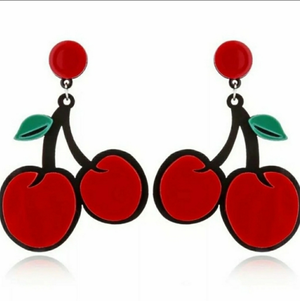 NEW Acrylic Cherry Drop Earrings
